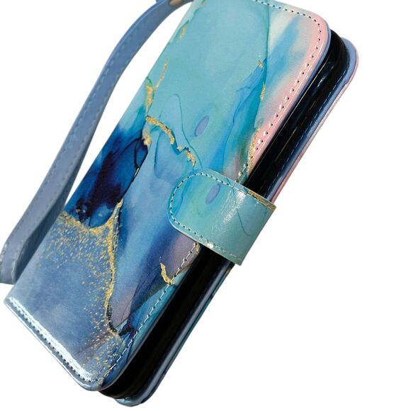 ULAK iPhone XR Marble Faux Leather Wallet Case Wristlet - Picture 7 of 9